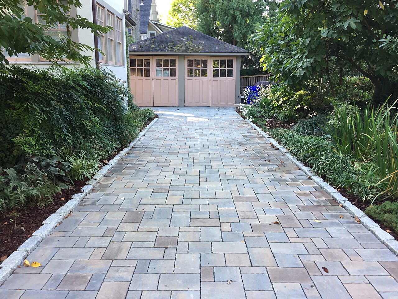Residential driveway after a permeable paving upgrade