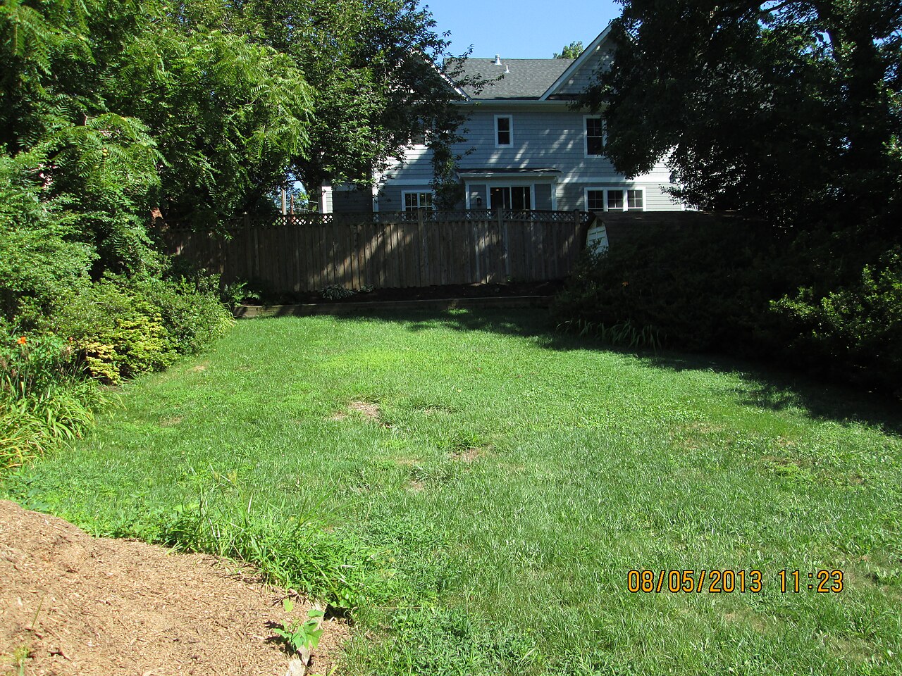 Residential yard before installation of a rain garden